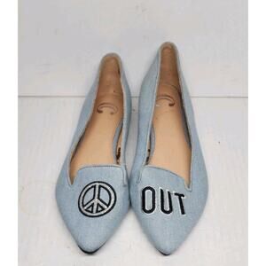 Peace Sign + Out Women's Flats Size 9 Slip Ons Low Heel Slides Hippie Hobo